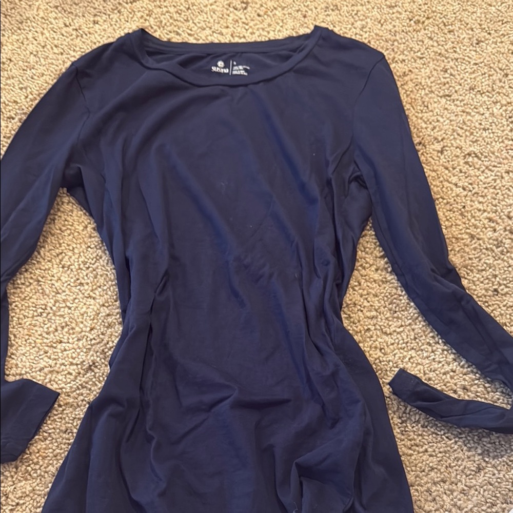 Susina Deep Blue Long Sleeve Top